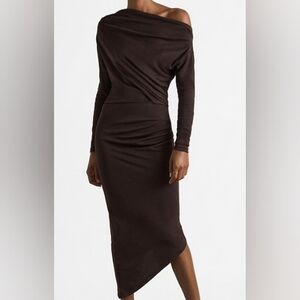 Reiss Elegant Brown Long Sleeve Dress